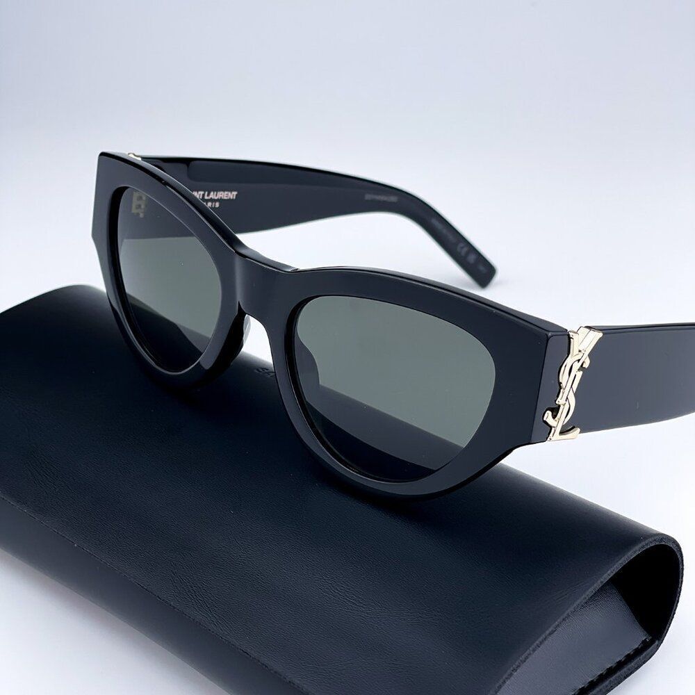 NEW Saint Laurent SLM94 001 Black Grey Cat Eye Women Sunglasses - Picture 13 of 17